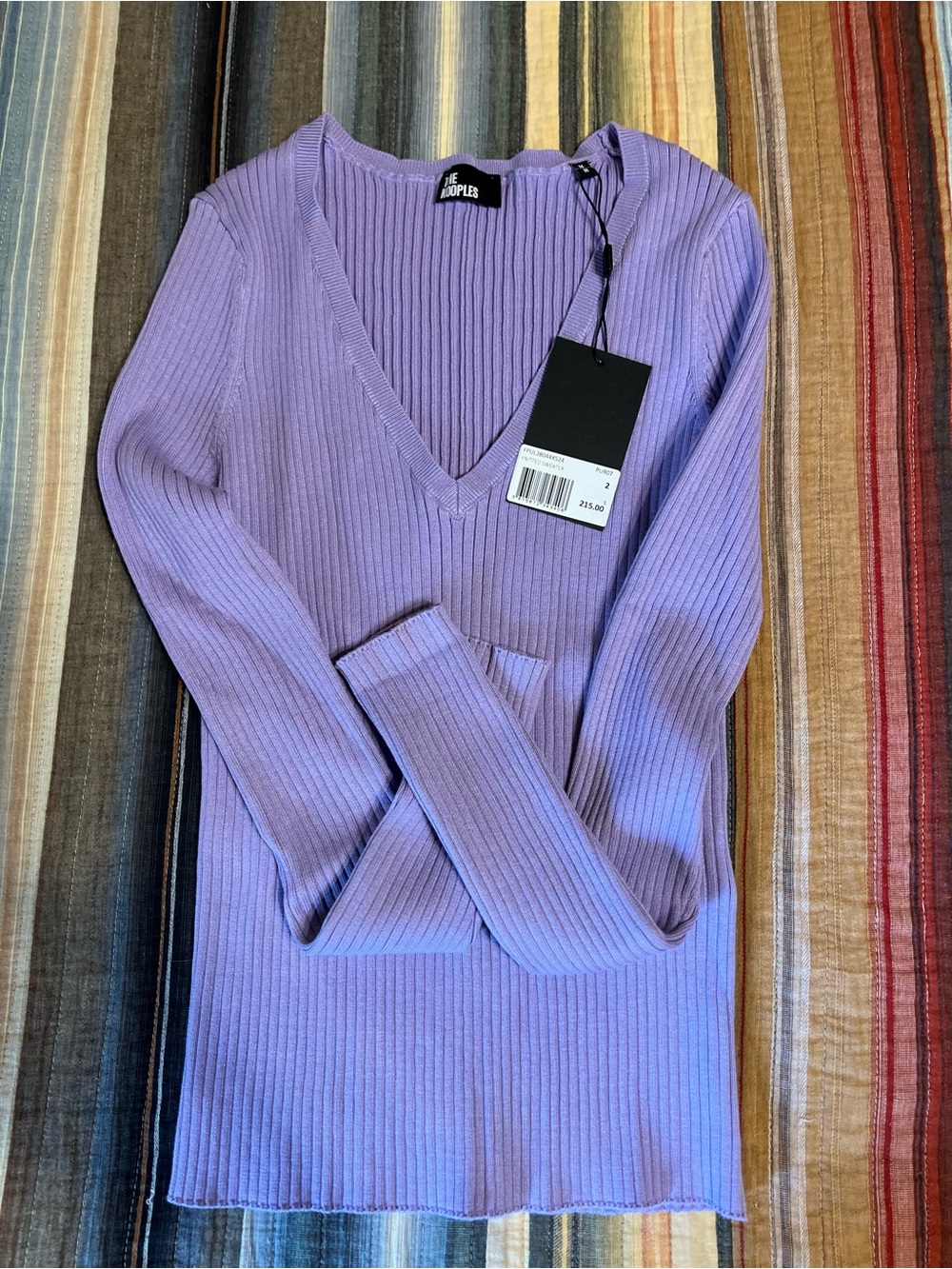 The Kooples Lavender Ribbed V-Neck Sweater